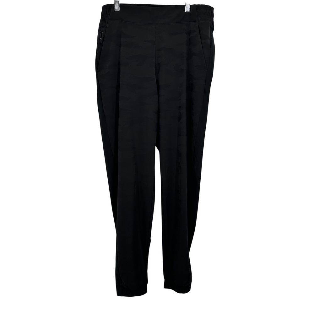 Athleta Brooklyn Camo Jogger Pants Womens 12 Tall Black Tonal Camouflage 599681‎